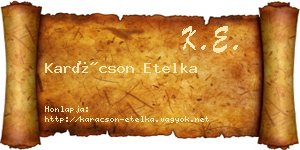 Karácson Etelka névjegykártya